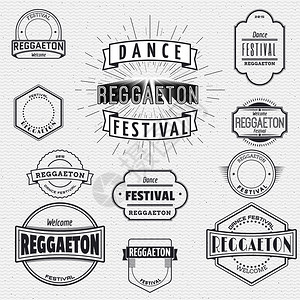 Reggaeton舞蹈节雷鬼顿徽章和任图片