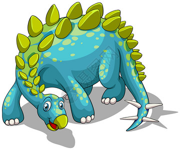 带尖刺尾巴插图的蓝色恐龙图片