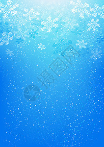 蓝色背景上闪亮的白色雪花图片