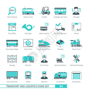 岔道口运输和物流图标集04插画