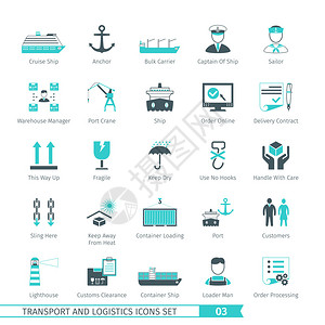 报关报检运输和物流图标设置03插画