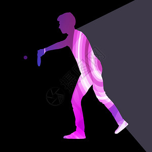 乒乓球运动员男子剪影插图矢量背景彩色概念由透明图片