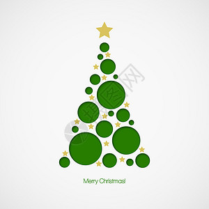 带点和星的圣诞树白色背景矢量插图图片