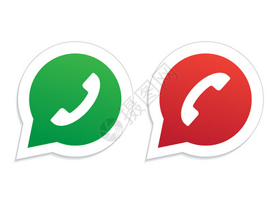 语音泡图标中的绿色和红色电话听图片