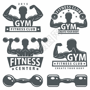 健身和健身俱乐部徽章设置孤图片