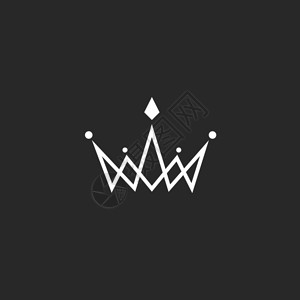 皇冠标志单项标志模拟黑色和白色皇家符号图片
