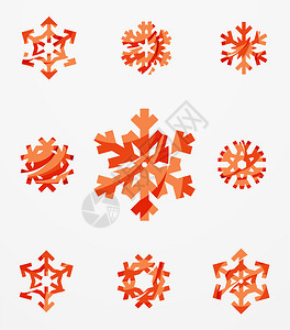一组抽象的彩色雪花标志图标冬季概念干净的现代几何设计用透明的图片
