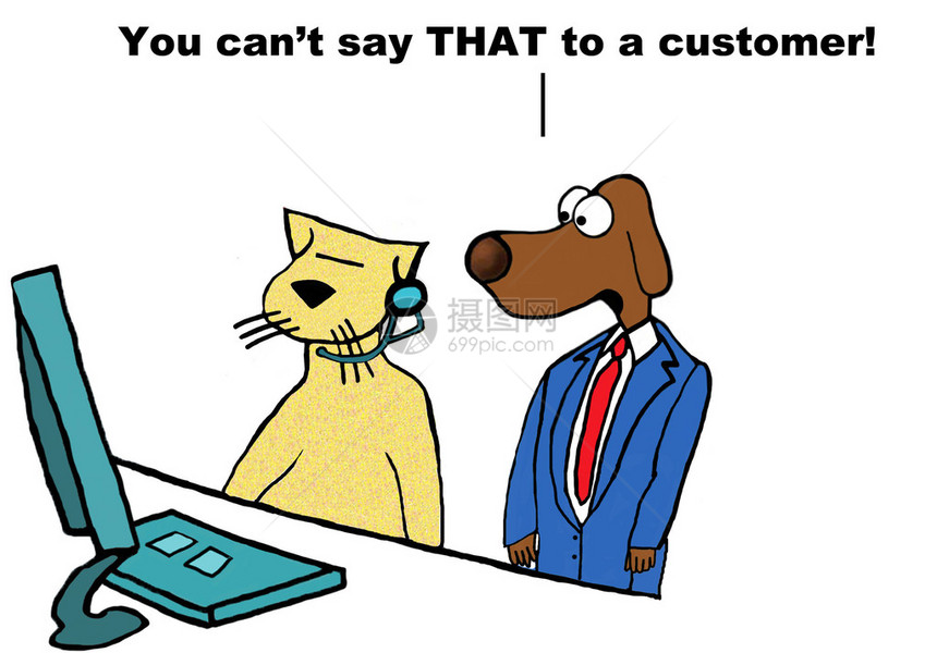商业漫画显示猫客户服务代表图片