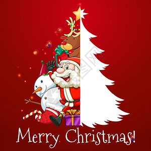 圣诞主题与圣诞老人和树插图图片