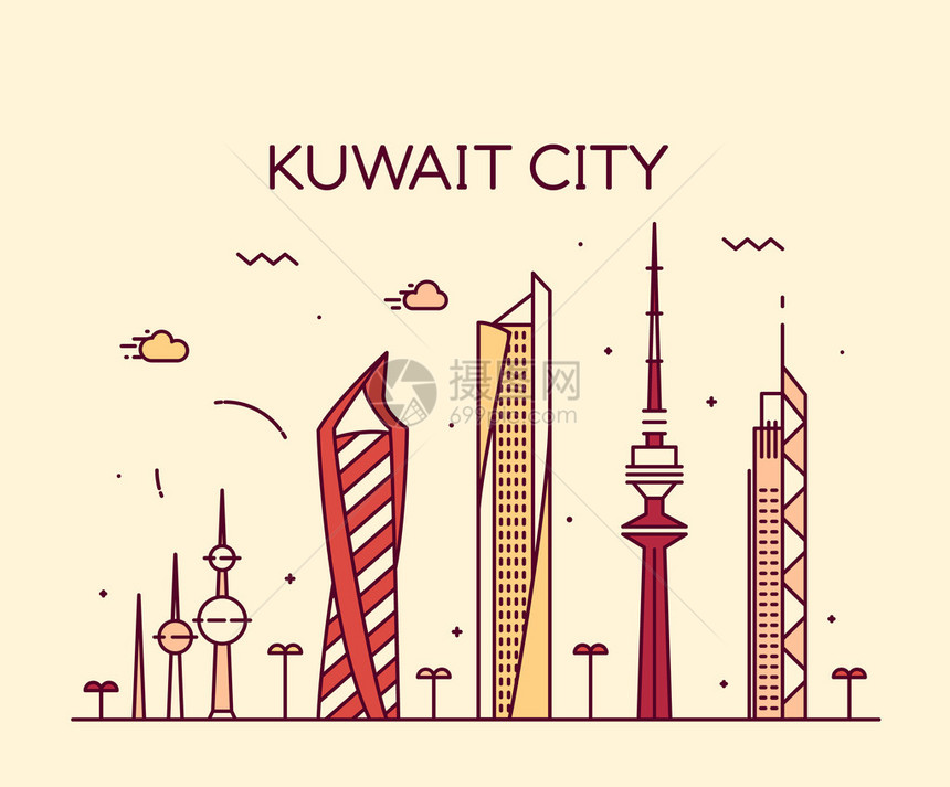 科威特城市的天空线图片