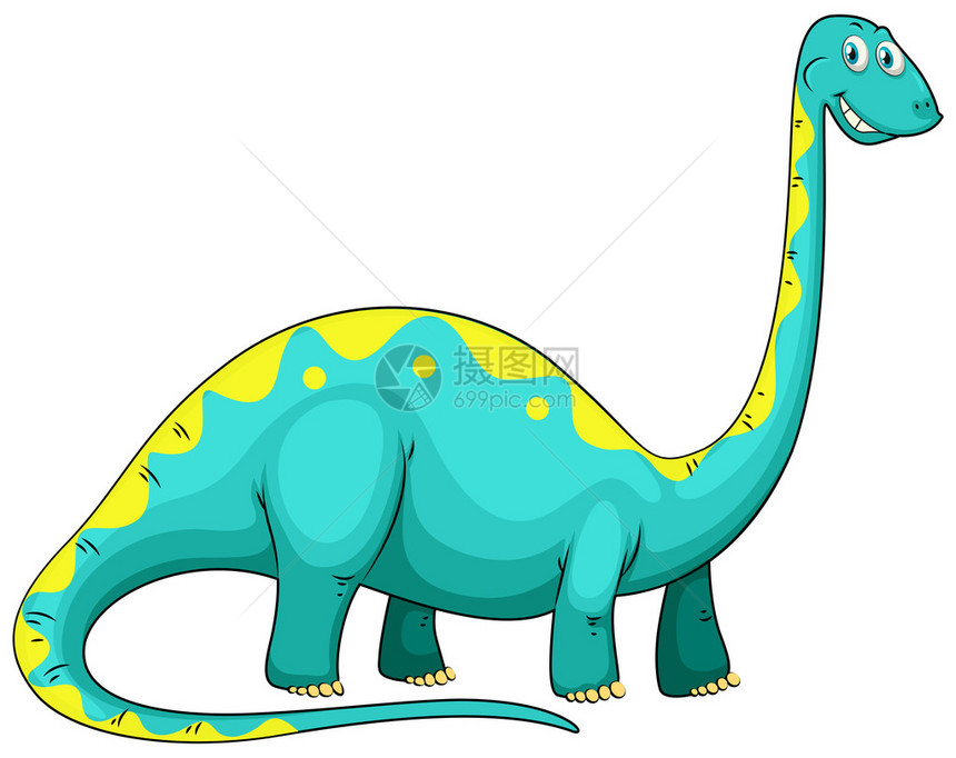 长脖子的蓝色恐龙插图图片