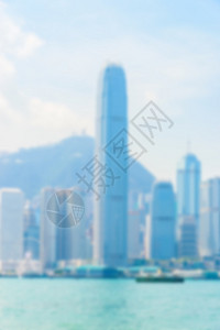 抽象模糊香港天际线城市背景图片
