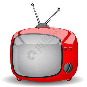 白色背景上的玩具红色电视背景图片