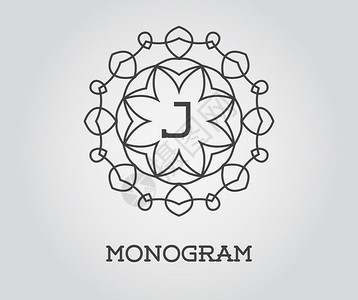 配有字母J矢量说明优等质量的Montographi图片
