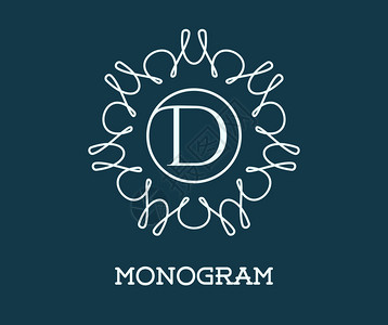 配有字母D矢量说明高精度质量的Montographi图片