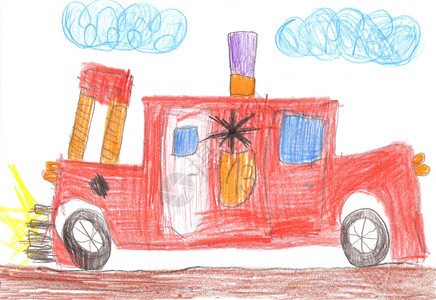 儿童绘画赛车参加集会比赛图片