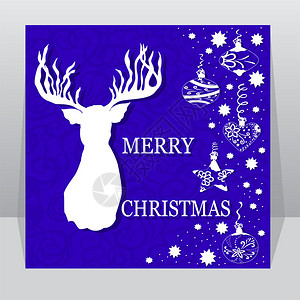 带驯鹿和圣诞装饰品的美丽的圣诞卡片EP图片