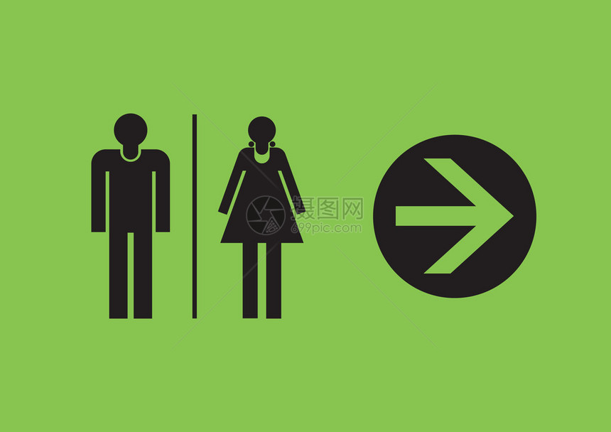男和女厕所图标上绿色图片