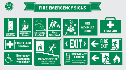 绿色消防应急标志图片