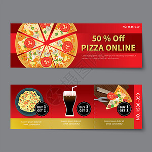 双拼披萨优惠券披萨比优惠券折扣贴模插画