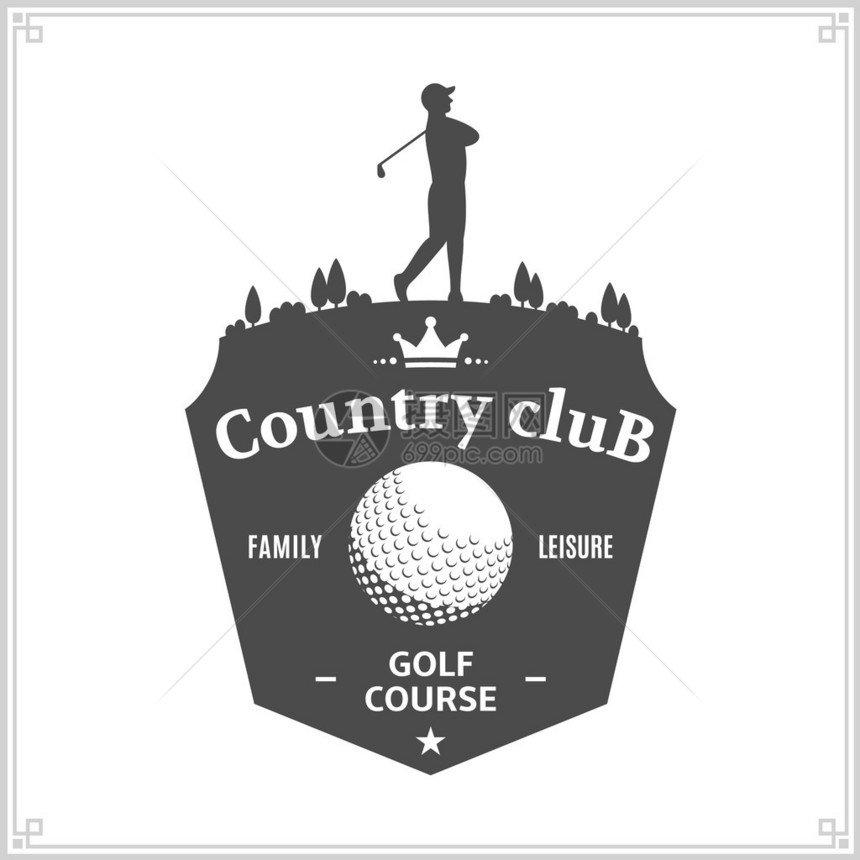高尔夫乡村俱乐部标志模板带有示例文本的高尔夫标签高尔夫锦标赛组织和高尔夫乡村俱乐部的高尔夫图标图片