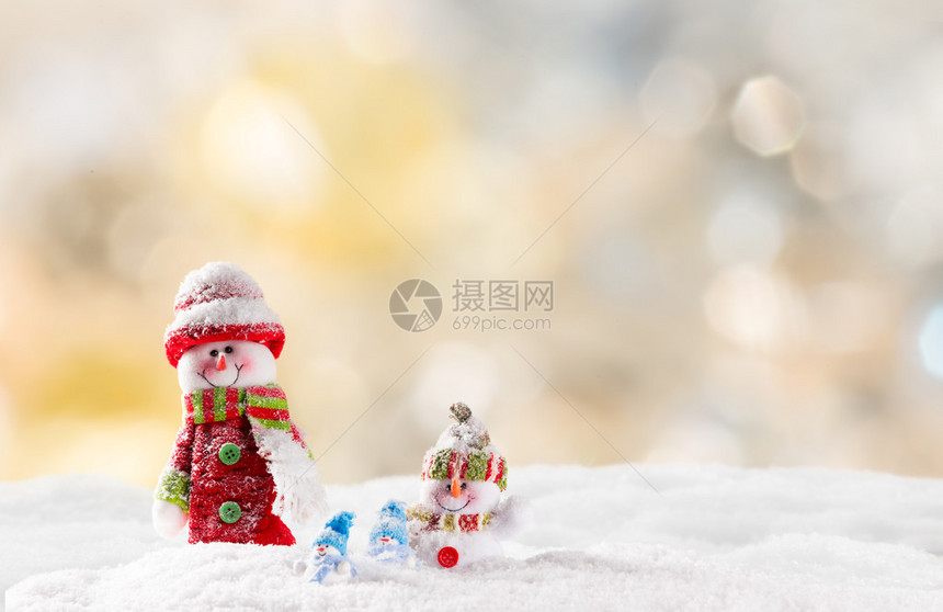 圣诞与雪人和飘落的雪花图片