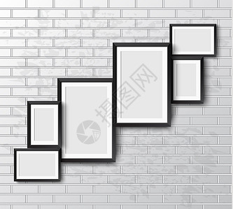 设置白板砖墙上的现实框架适合您的演示文稿工程框架图片