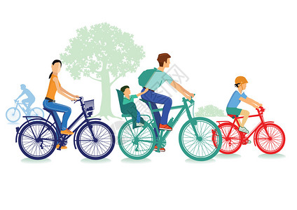 一家人骑自行车旅行图片