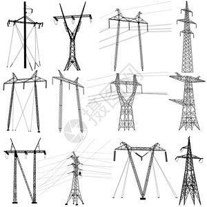 变电站电线免费下载设置输电线路矢量插图在离子线上插画