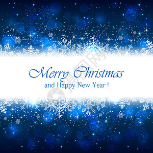 蓝圣诞节背景白雪花和闪亮背景图片
