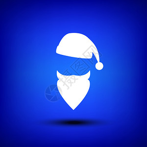 蓝色背景上的白色圣诞老人剪影图片