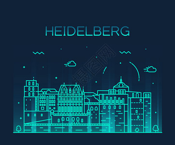 Heidelberg详细描述silhouetteTrendy矢量说明线样式的背景图片