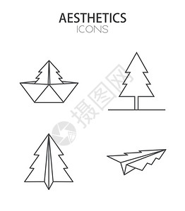 矢量现代薄线设计成套图标的平板设计圣诞节和新年快乐图片