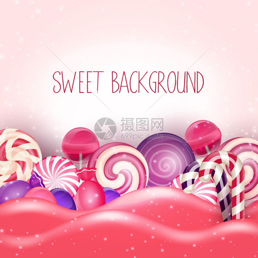 粉红色土地背景的糖果插图图片