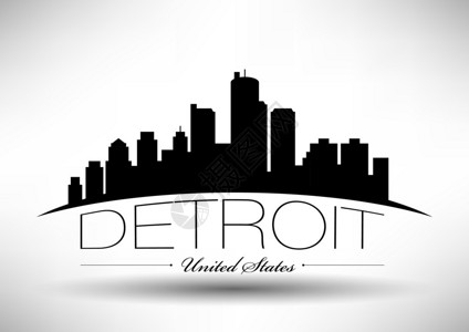 底特律天际线图标设计背景图片