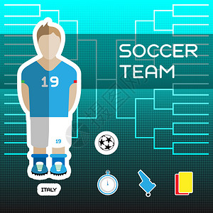 足球队意大利足球员记分牌矢量数字插图足球锦标赛表图片