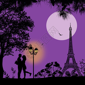 巴黎的恋人有夜情背景浪漫的场图片