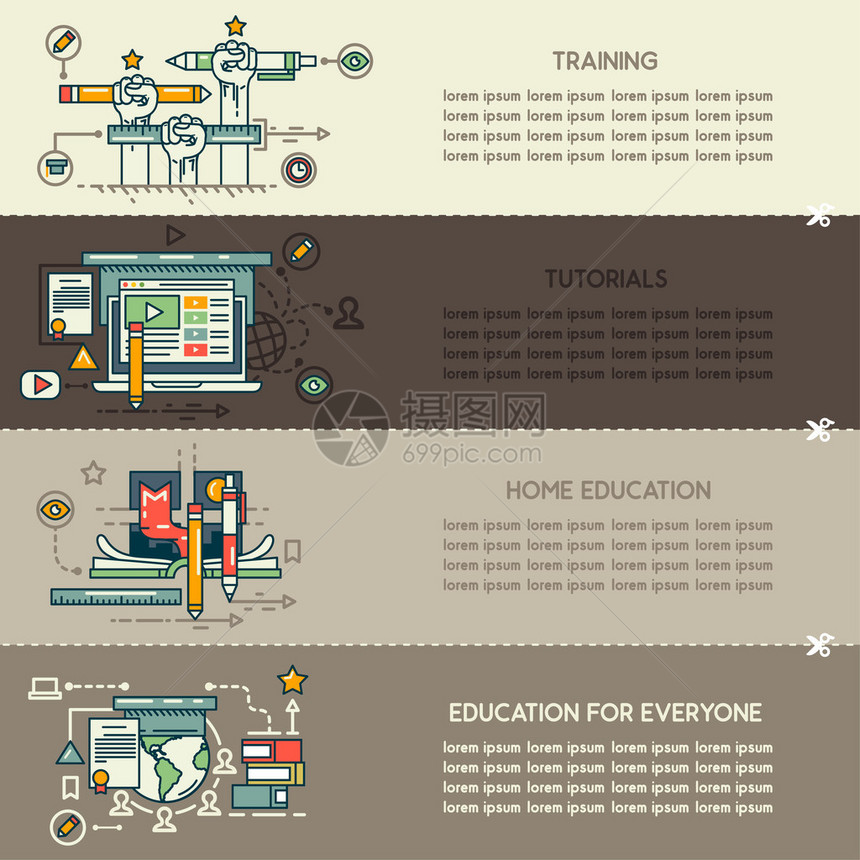 一套四个教育横幅培训教程家庭教图片