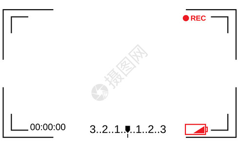相机取景器相机的模板对焦屏取景器相机记录白色背景上的视频图片
