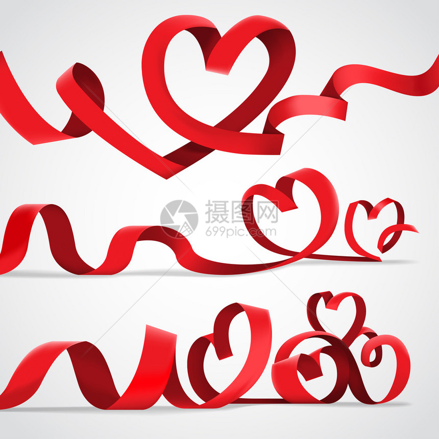 情人节用彩带制成的红心用在爱情中用于图片