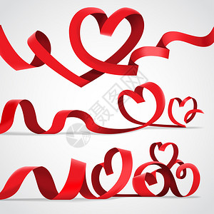 情人节用彩带制成的红心用在爱情中用于背景图片