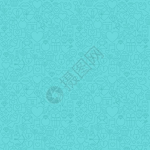 蓝线情人节无缝模式矢量网站设计和无缝背景在Trindy现代线条样式图片