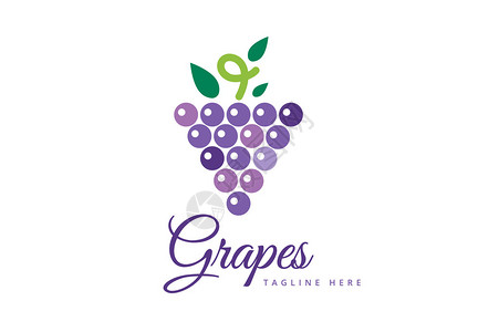 葡萄分离葡萄图标葡萄标志葡萄酒或葡萄藤葡萄与孤立的绿叶自然葡萄标识酒或藤标志图标水果和蔬背景图片
