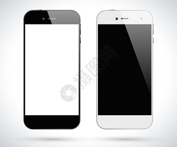 黑白智能手机孤立的智能手机前视图矢量设计智能图片