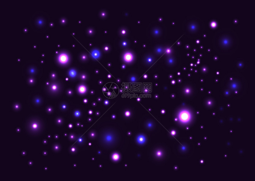 紫色抽象星系暗空间矢量图图片
