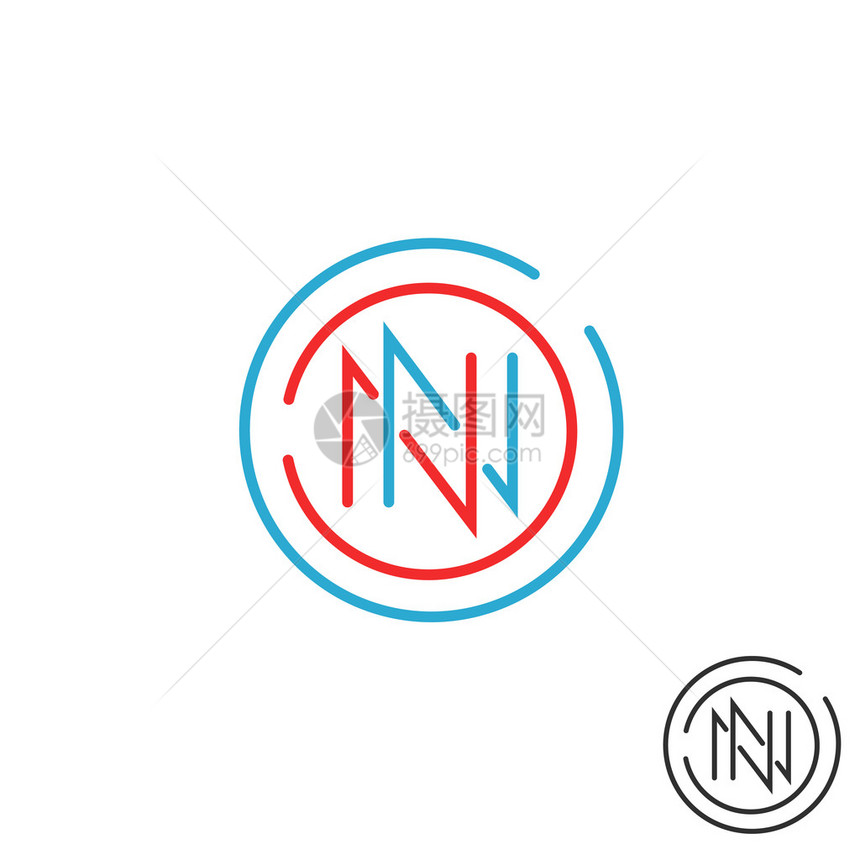 N双字母徽标几何设计模图片