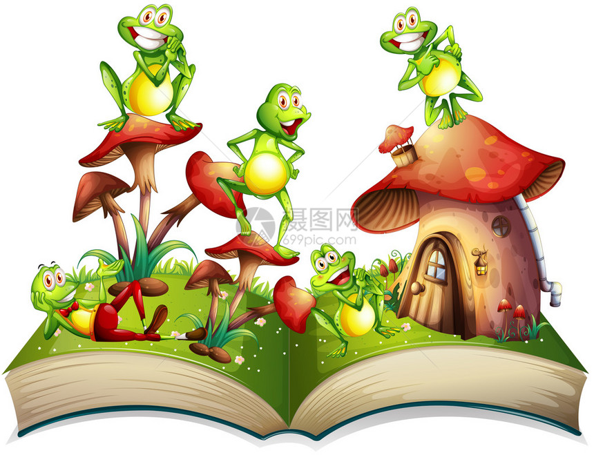 有很多青蛙微笑插图的书图片