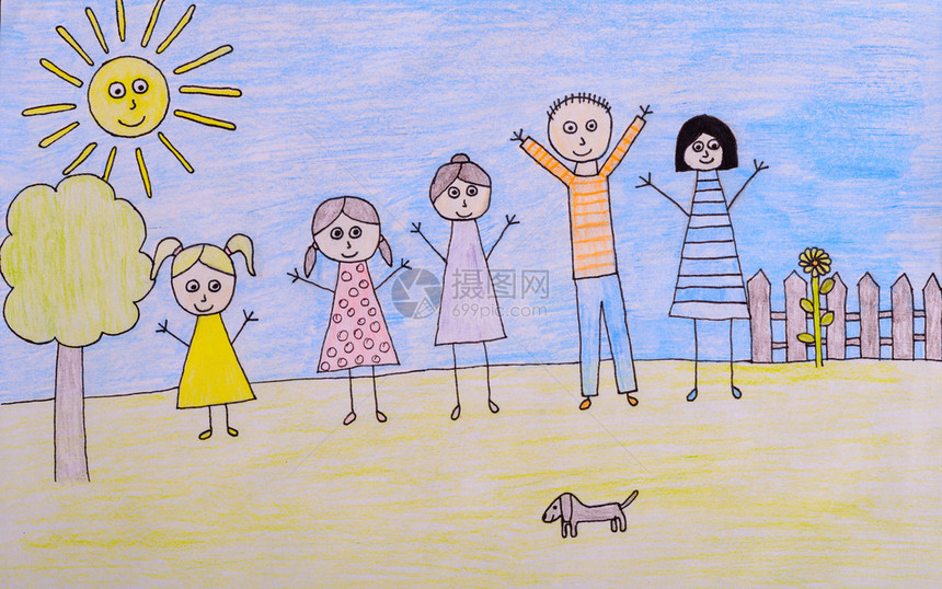 快乐的家庭绘画孩图片