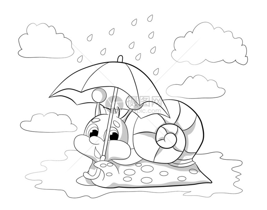 雨中带着雨伞的卡通滑稽图片