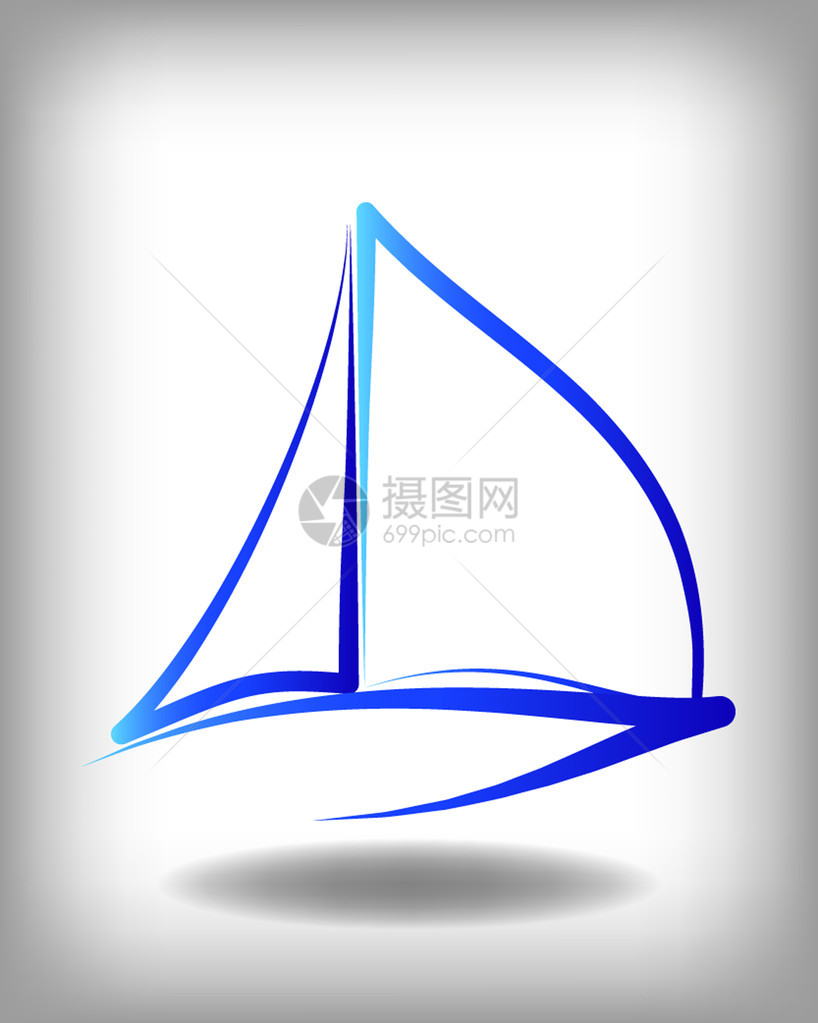 蓝线游艇图标矢量图示游艇标志和reg图片